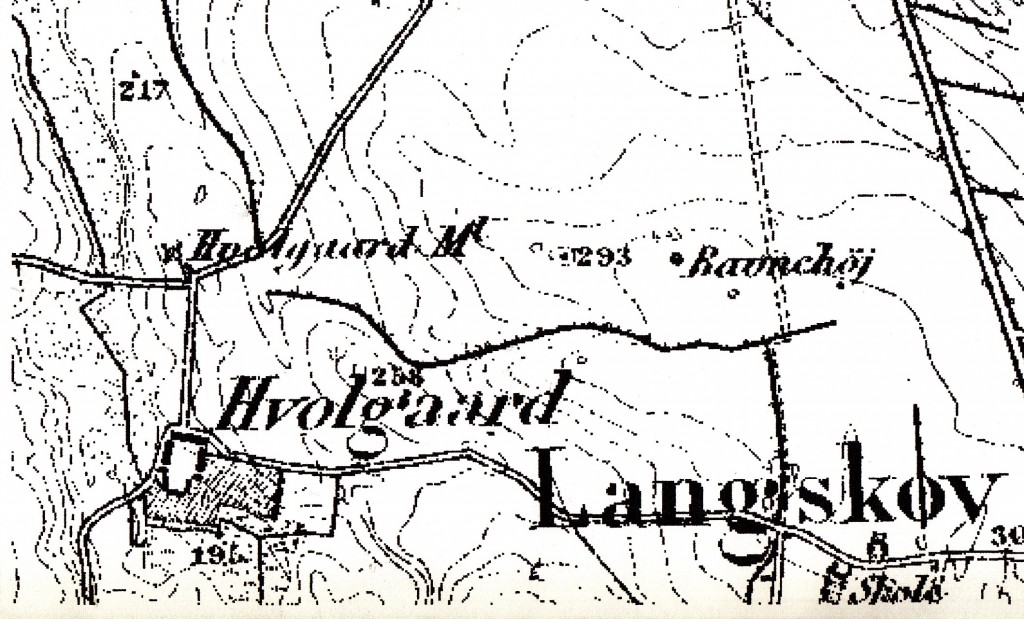 Kortudsnit over området med Hvolgaard Mølle